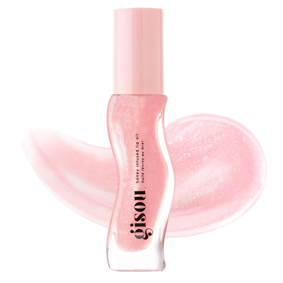 Gisou Honey Infused Hydrating Lip Oil Watermelon Sugar - Clear Pink Shimmer