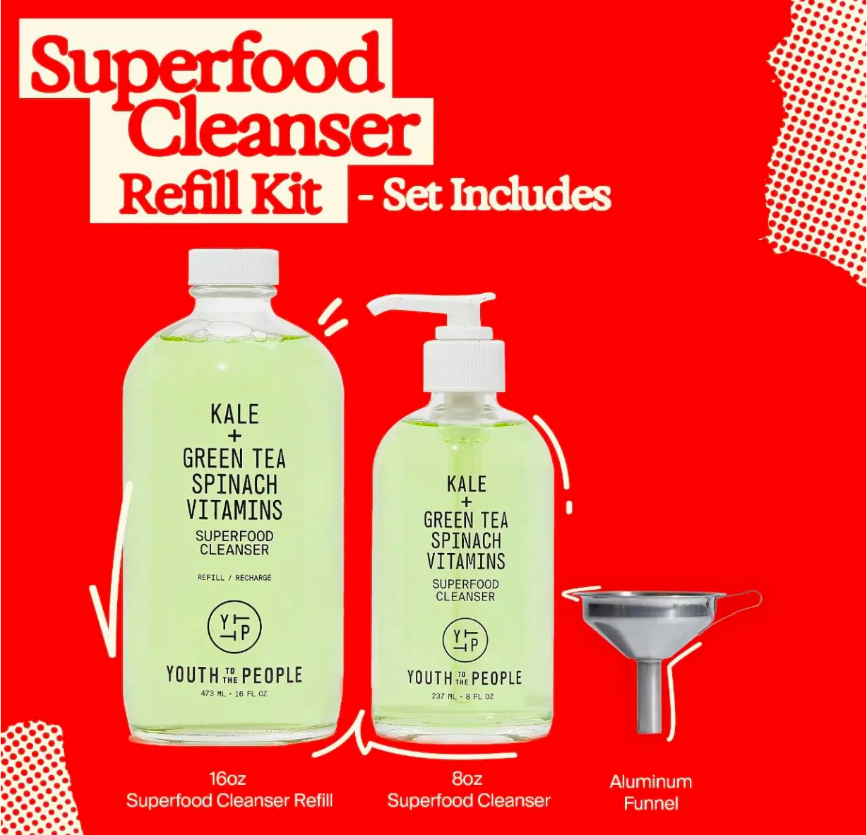 Youth To The People Superfood Cleanser Refill Kit - 8oz Pump Bottle + 16oz Refill