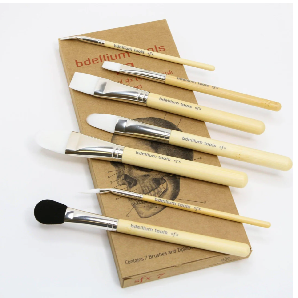 Bdellium tools SFX GLUE BRUSH 7 PC. BRUSH SET WITH ZIPLOCK POUCH